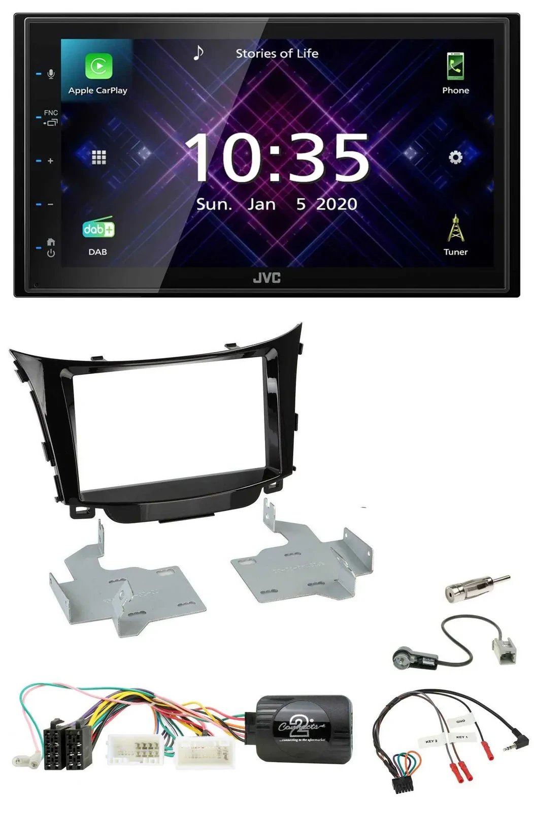 JVC DAB 2DIN Lenkrad Bluetooth USB Autoradio für Hyundai i30 2012-2017