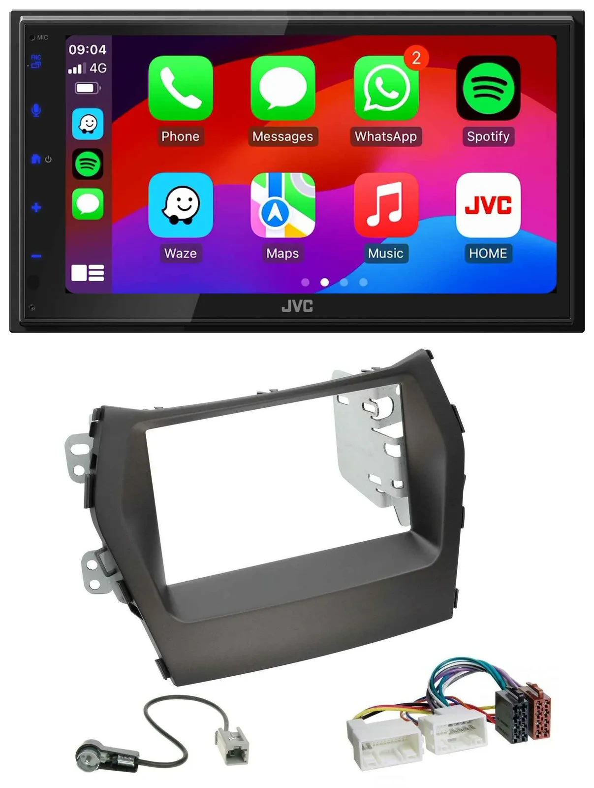 JVC Bluetooth 2DIN MP3 DAB USB Autoradio für Hyundai Santa Fe ab 12 ohne Navi