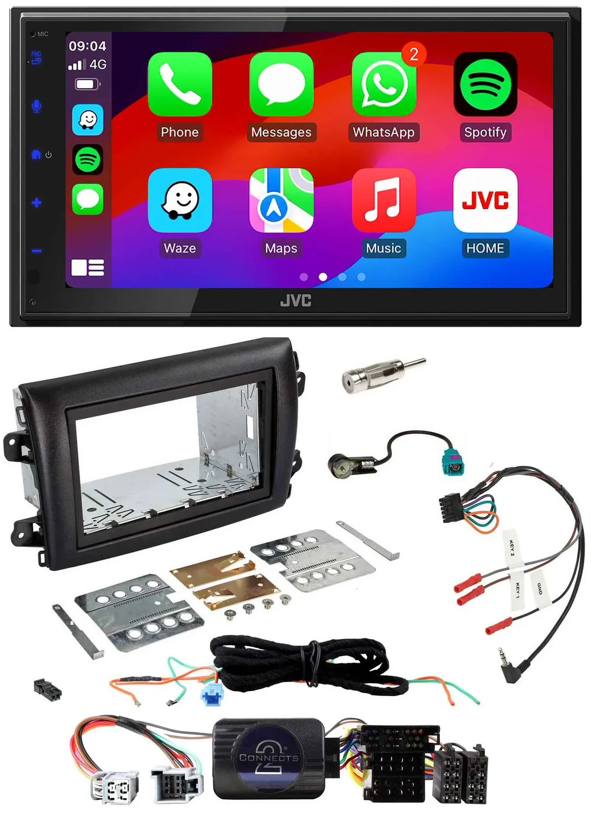 JVC Bluetooth USB Lenkrad 2DIN DAB Autoradio für Fiat Ducato Serie 8 ab 2021
