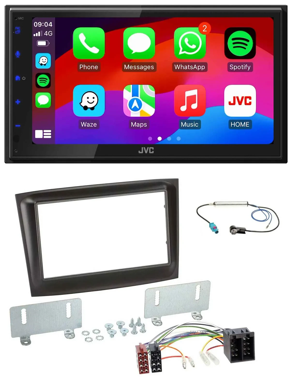JVC Bluetooth 2DIN MP3 DAB USB Autoradio für Fiat Doblo ab 15 schwarz