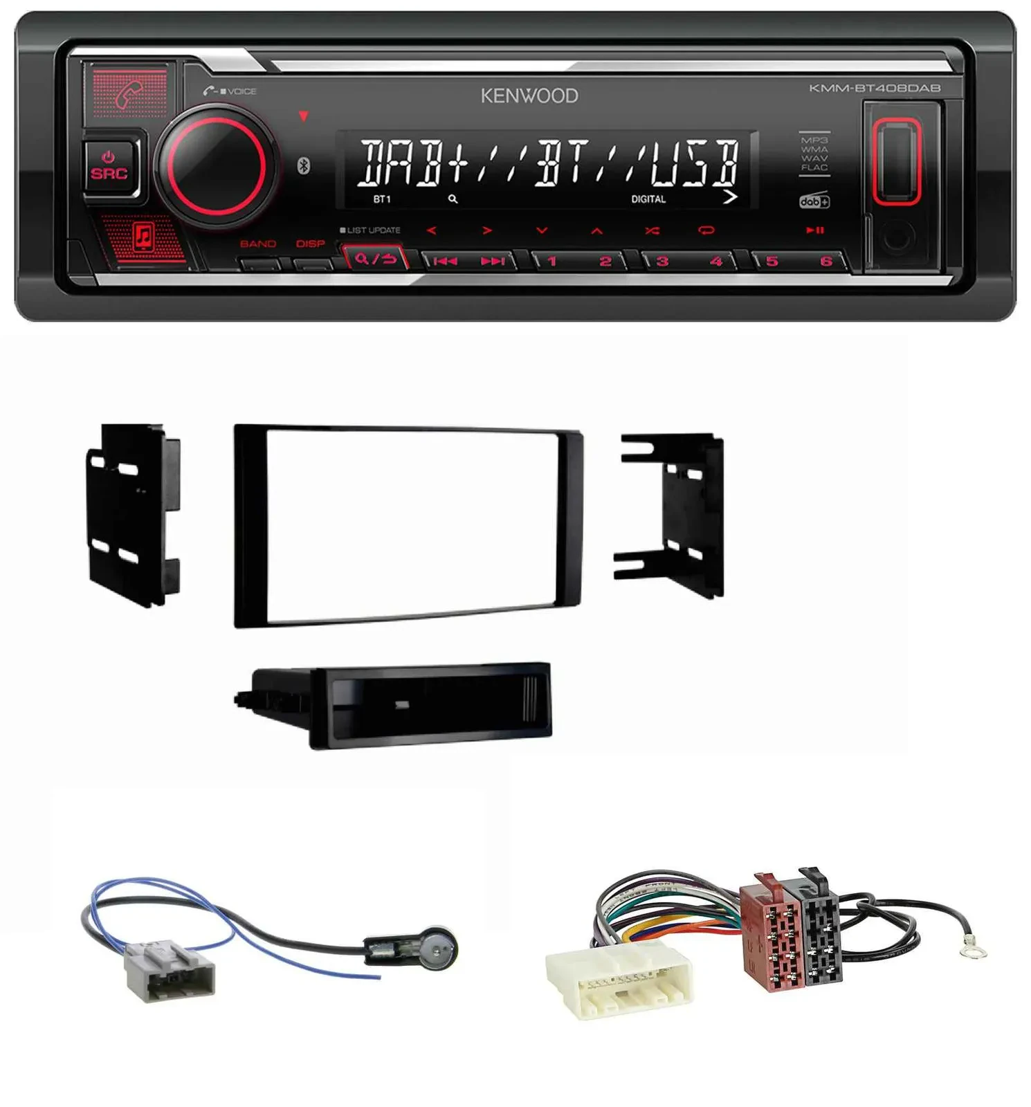 Kenwood MP3 Bluetooth USB DAB Autoradio für Nissan Micra 2013-2017 schwarz matt