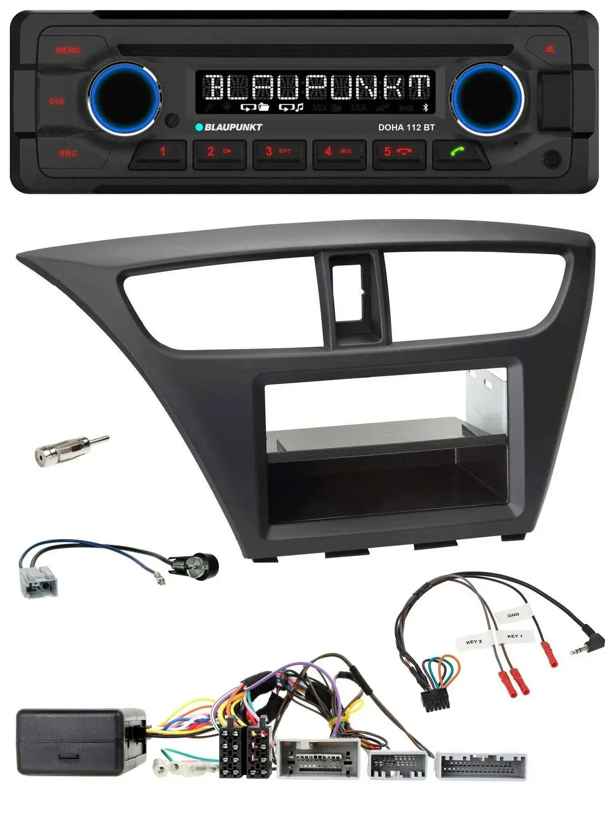 Blaupunkt Lenkrad MP3 CD Bluetooth USB Autoradio für Honda Civic (ab 2012)