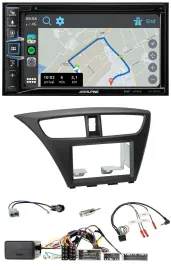 Alpine DAB TMC Bluetooth 2DIN USB Lenkrad Navigation für Honda Civic ab 12 schwa