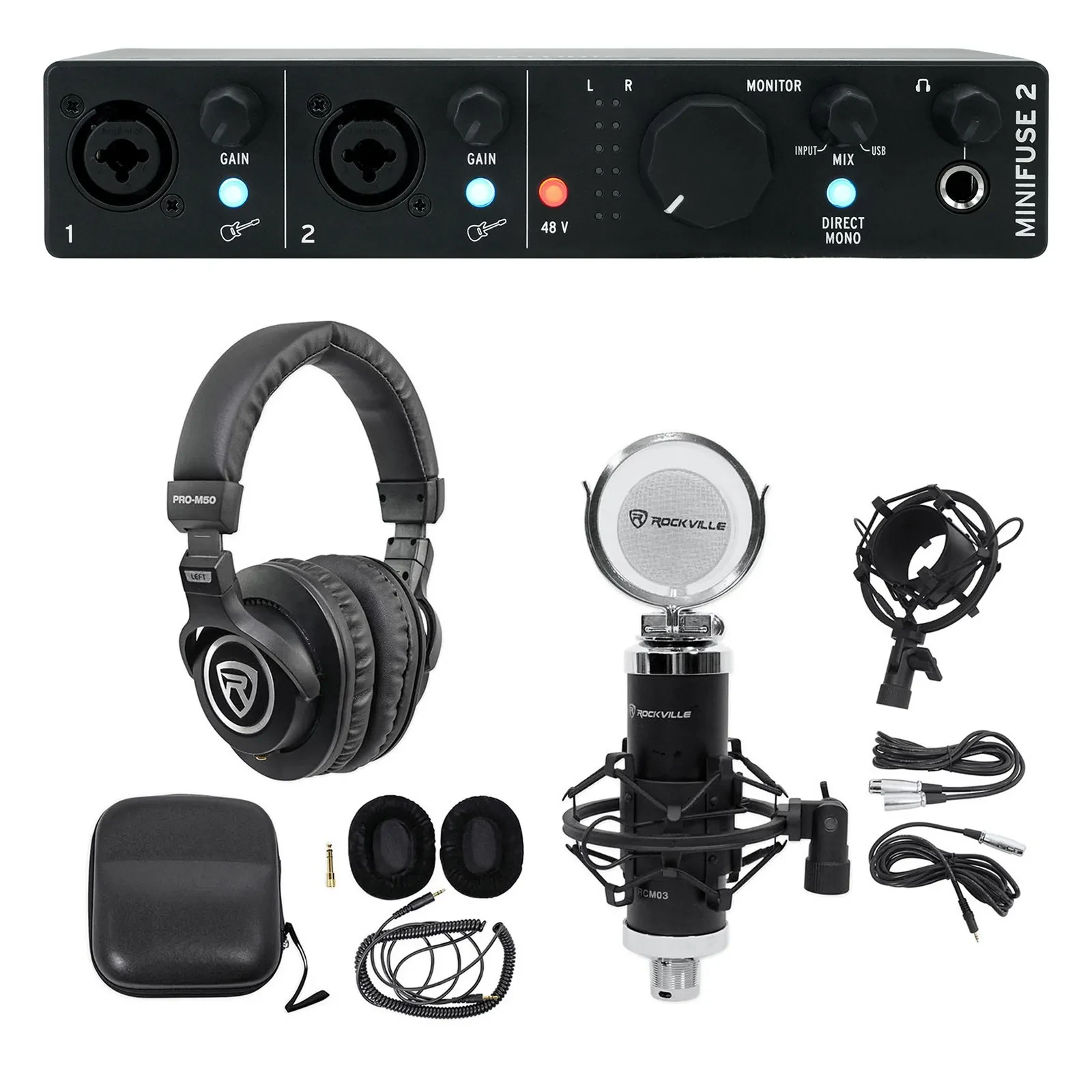 Arturia Minifuse 2 Black Portable Solo Audio Recording Interface+Mic+Headphones