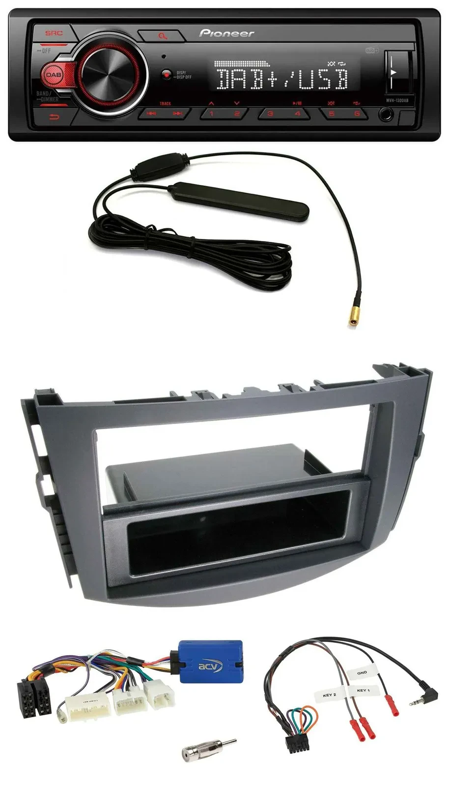 Pioneer MP3 DAB 1DIN Lenkrad USB Autoradio für Toyota RAV-4 2011-2013