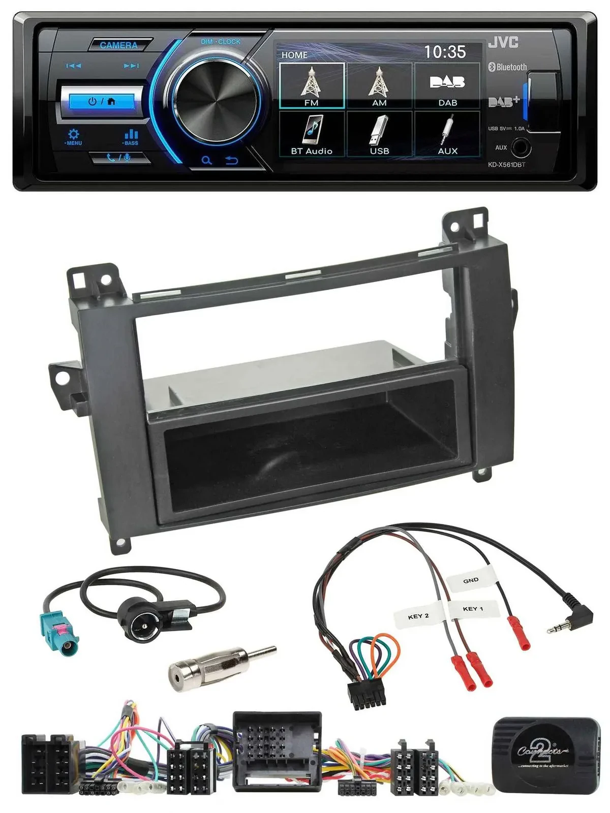 JVC Bluetooth Lenkrad USB DAB Autoradio für Mercedes A-Klasse W169 B-Klasse T425