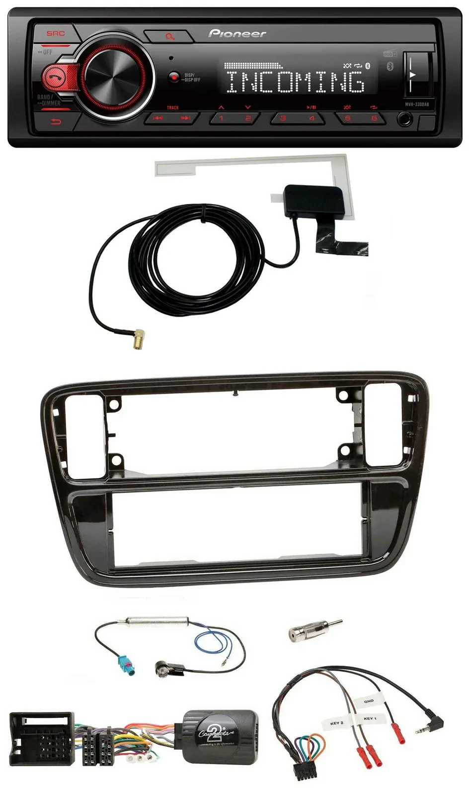 Pioneer USB Lenkrad DAB Bluetooth Autoradio für VW Up AA AAN 11-16 Klavierlack