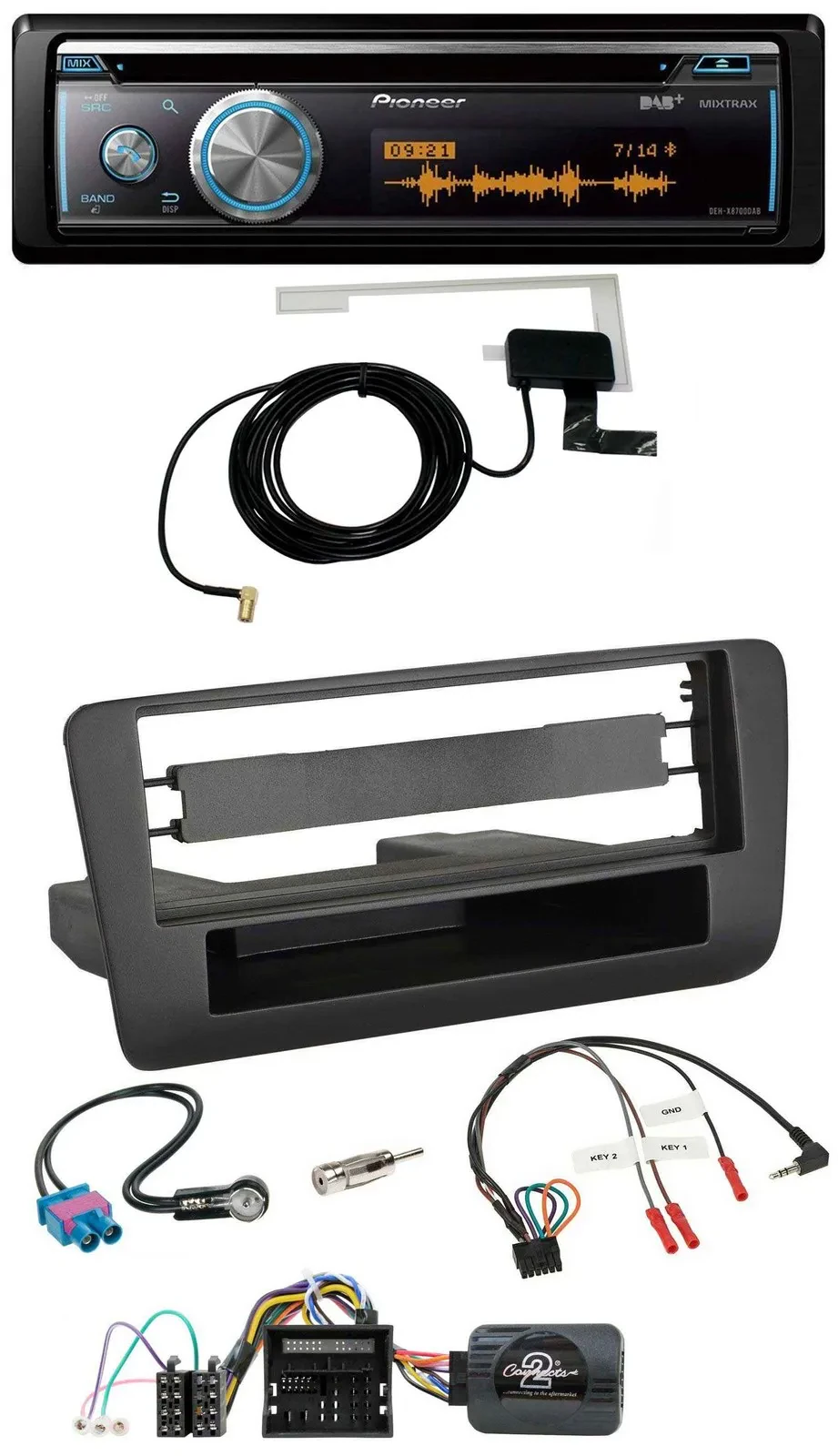 Pioneer Bluetooth DAB Lenkrad USB CD Autoradio für Audi A1 (ab 2010)