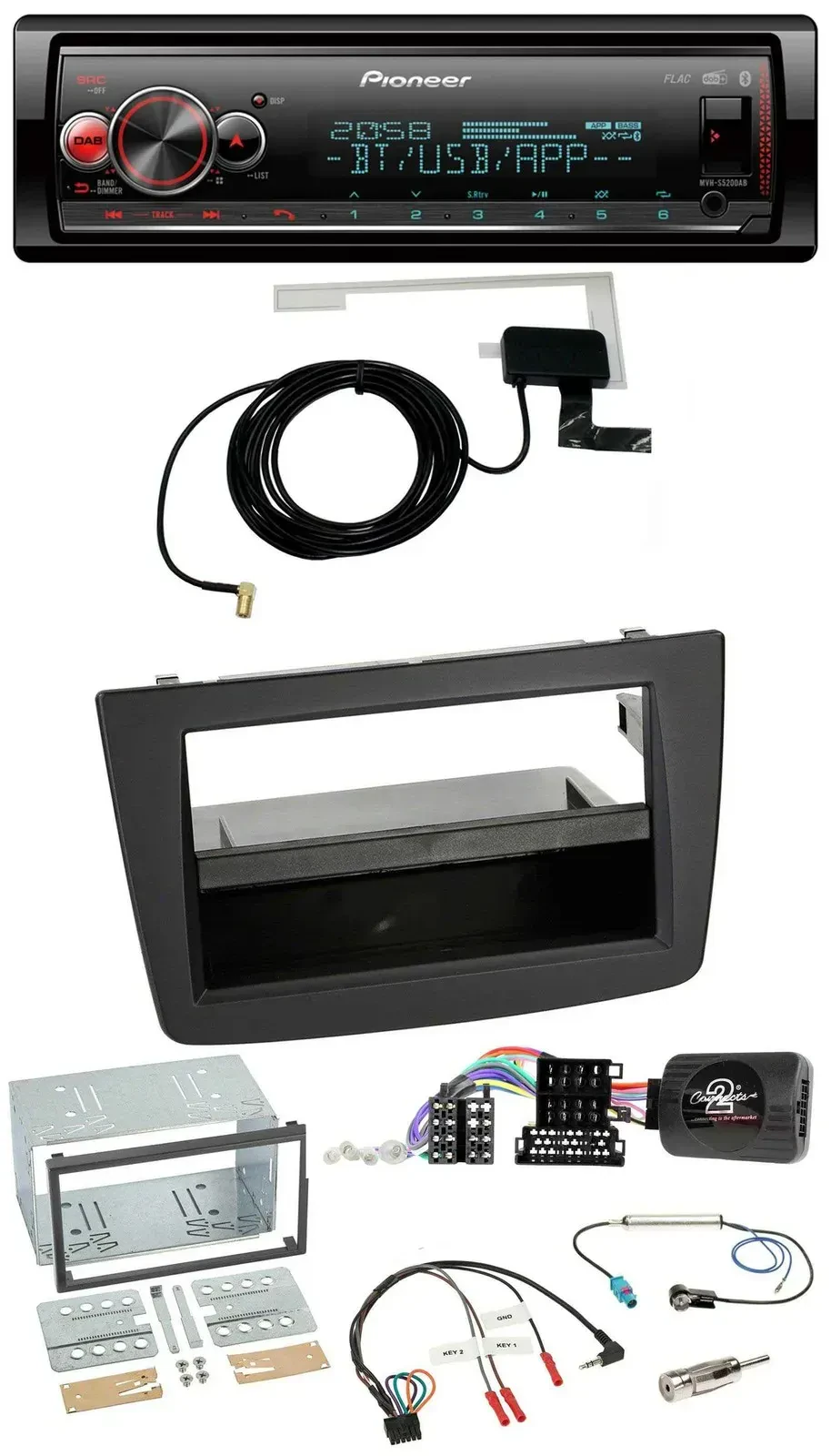 Автомагнитола Pioneer Bluetooth, DAB, USB, черная, совместима с Alfa Romeo Mito 2008–2014, поддержка кнопок на руле