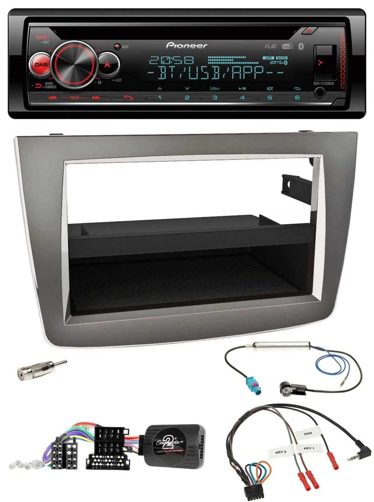 Автомагнитола для Alfa Romeo Mito (955) 2008–2014 Pioneer DAB, CD, Bluetooth, USB, серебристая