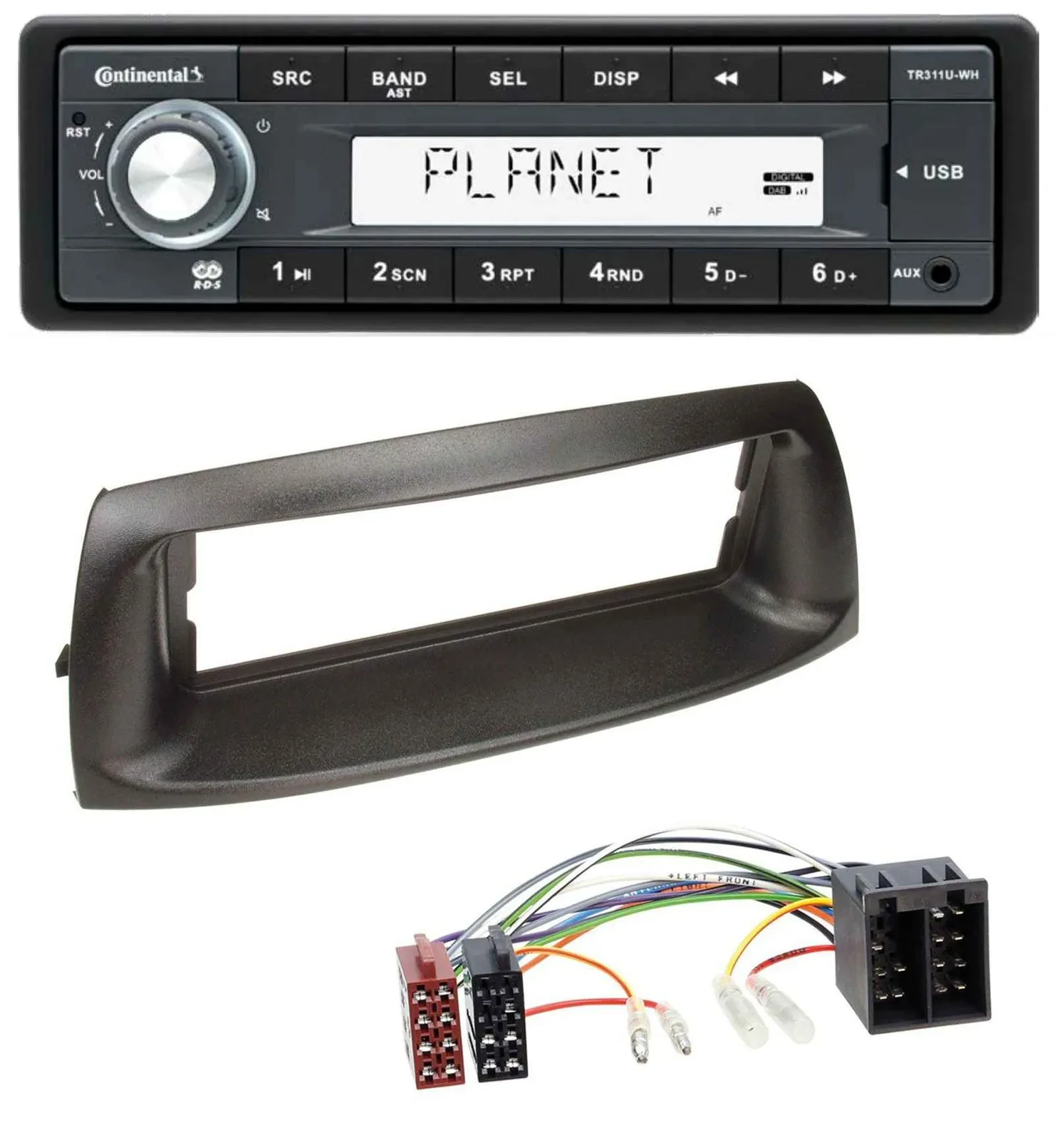 Автомагнитола Continental 1-DIN USB MP3 AUX для Fiat Punto (188, 1999–2005)