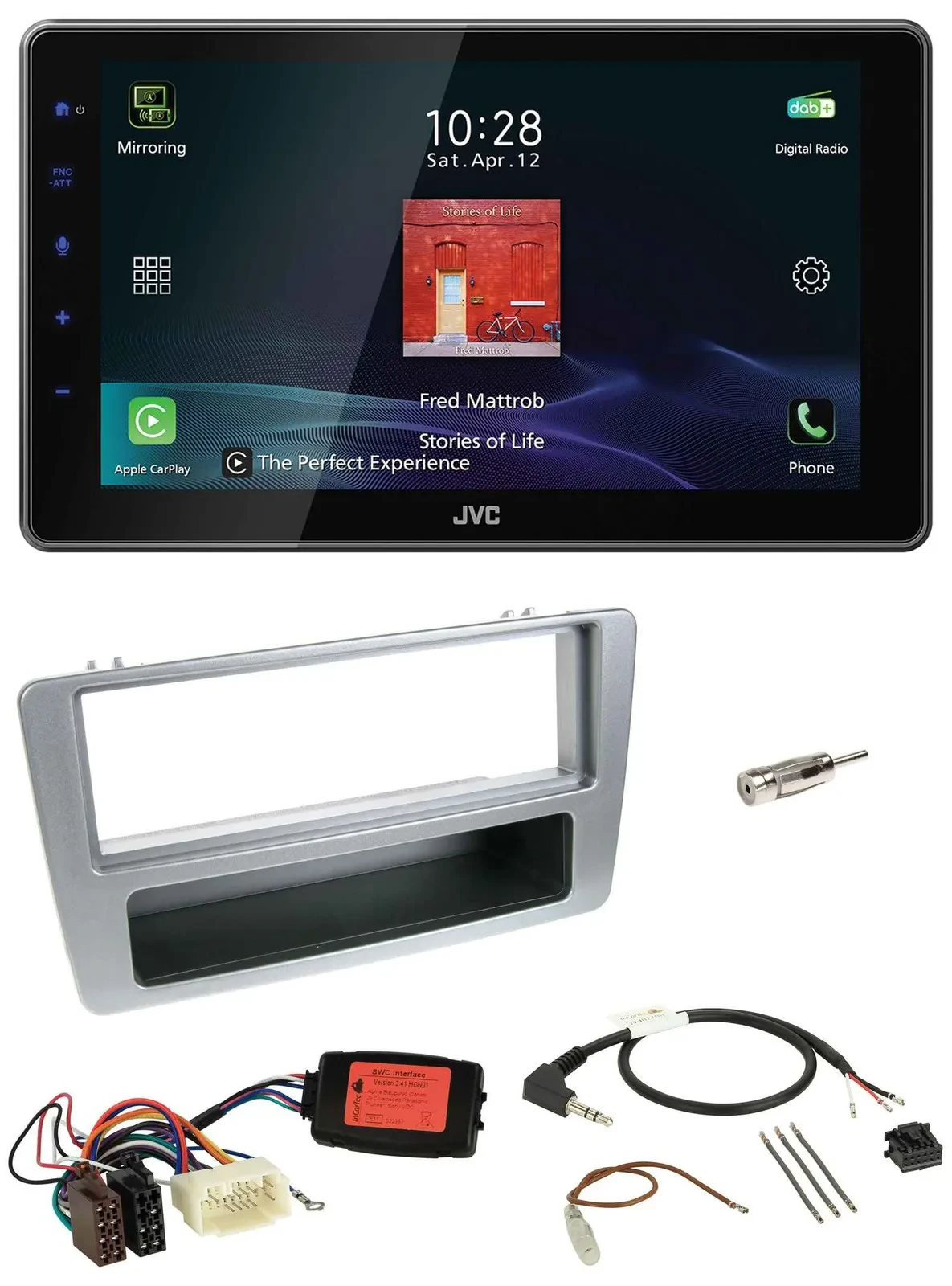 JVC DAB Lenkrad Bluetooth USB Autoradio für Honda Civic 2001-2003 silber