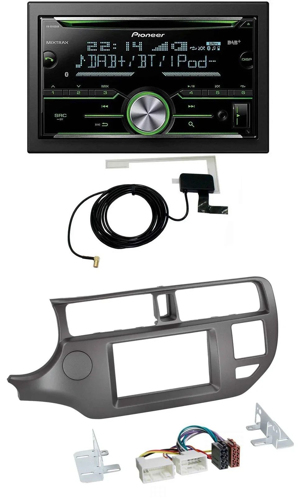 Автомагнитола Pioneer 2-DIN CD/USB MP3 Bluetooth DAB для Kia Rio UB (2011–2014), антрацит