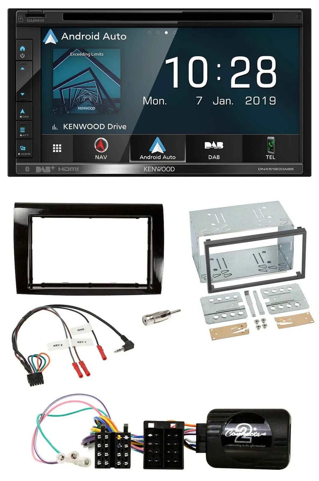 Kenwood DAB TMC USB 2DIN Lenkrad Bluetooth Navigation für Fiat Bravo 2007-2014