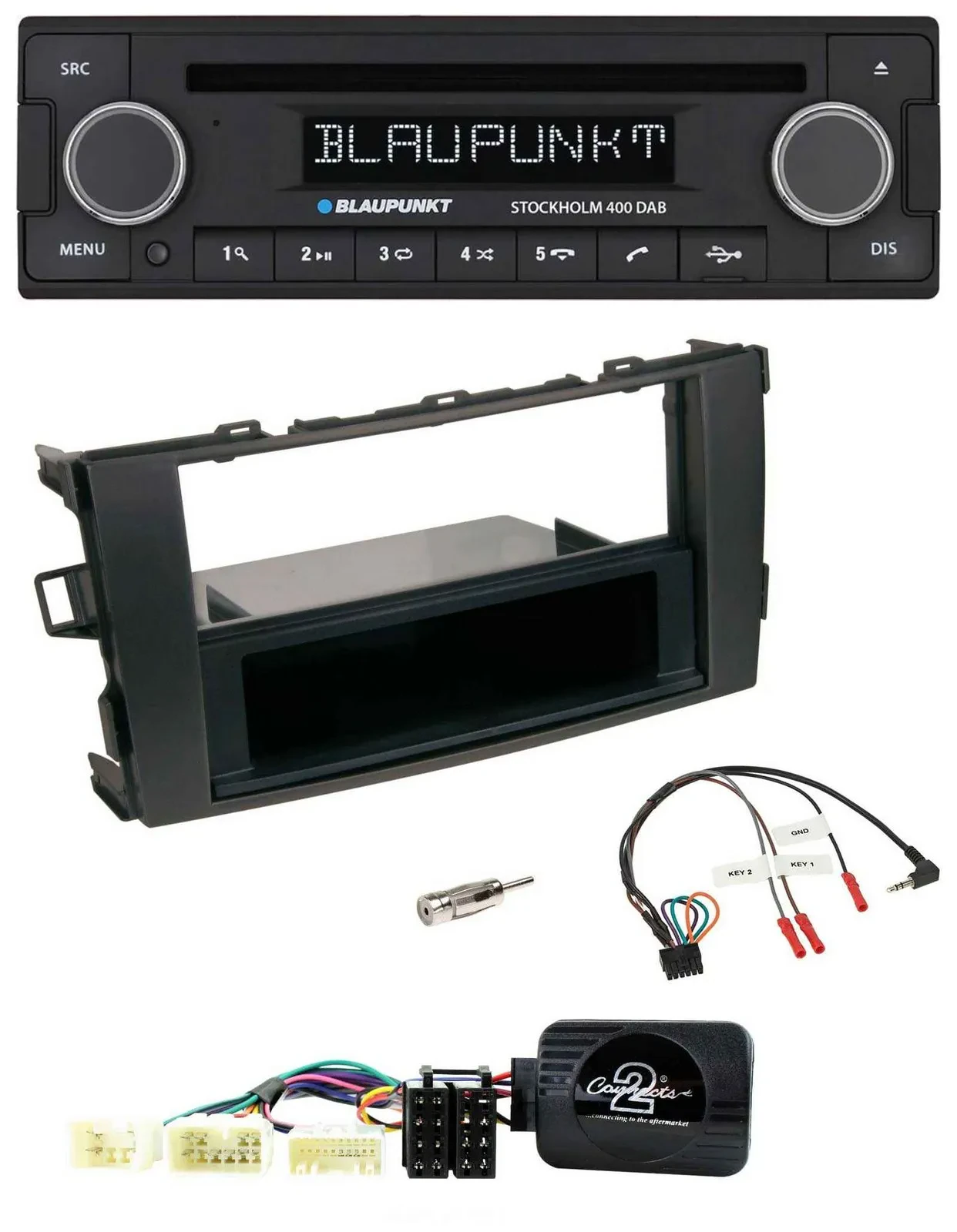 Blaupunkt Lenkrad Bluetooth DAB CD USB Autoradio für Toyota Auris 2007-2011 schw