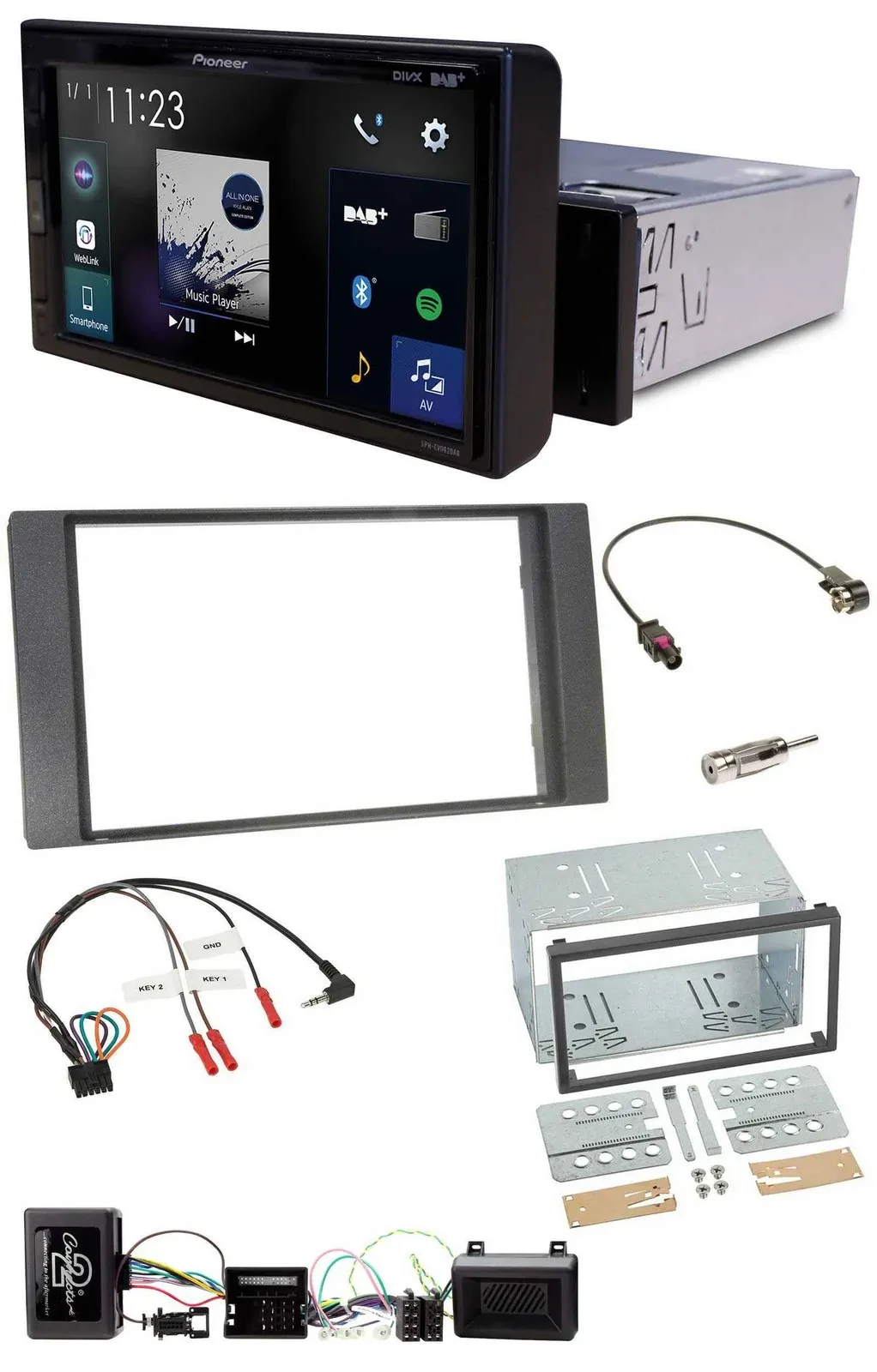 Pioneer DAB Lenkrad Bluetooth USB Autoradio für Ford Kuga 2008-2012 anthrazit