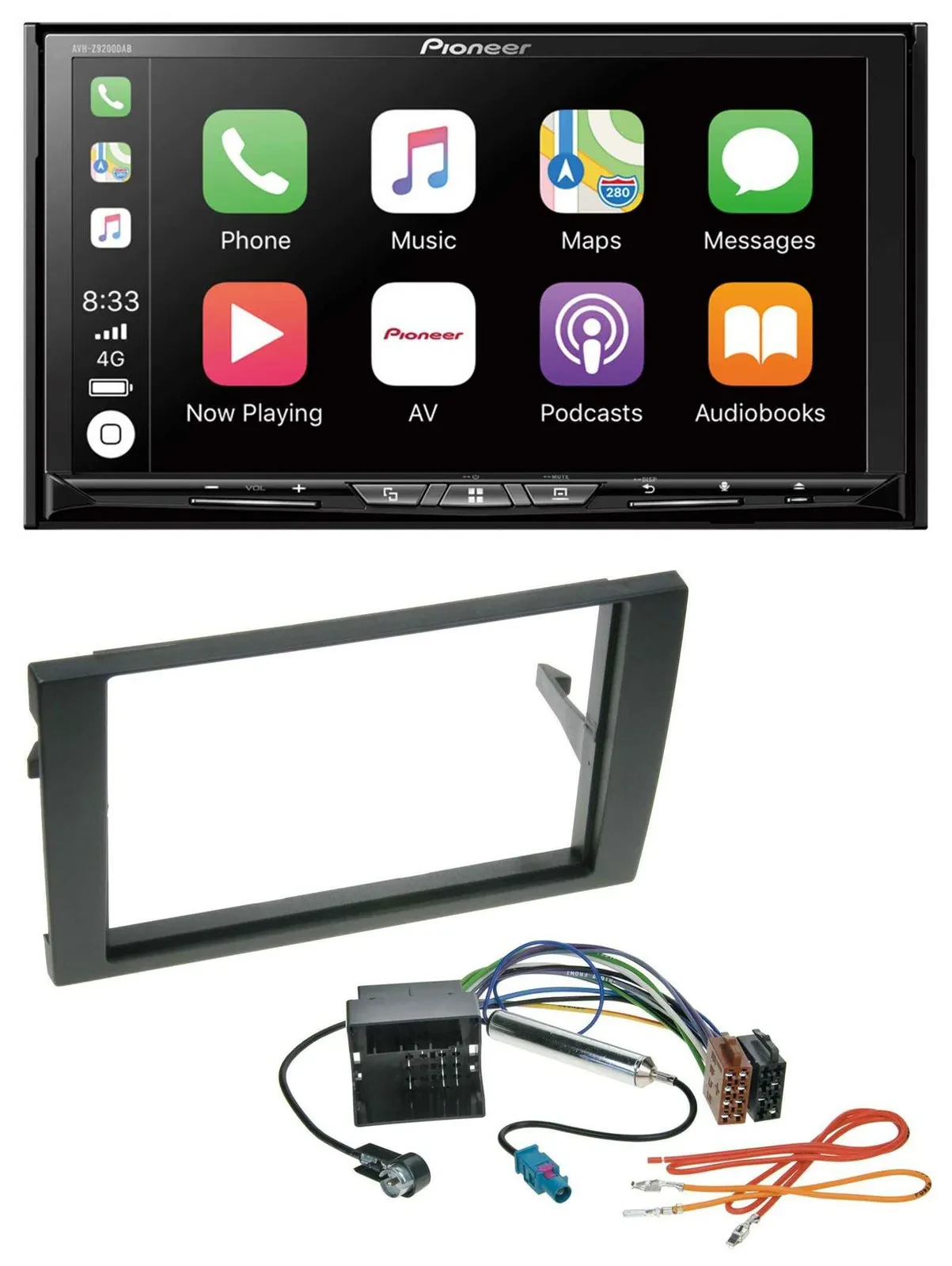 Pioneer 2DIN MP3 USB DAB DVD Bluetooth Autoradio für Audi A4 01-08 B6 B7 Quadloc