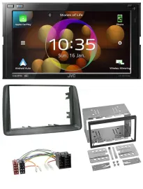 JVC DAB MP3 2DIN Bluetooth USB Autoradio für Fiat Panda 2003-2012 grau