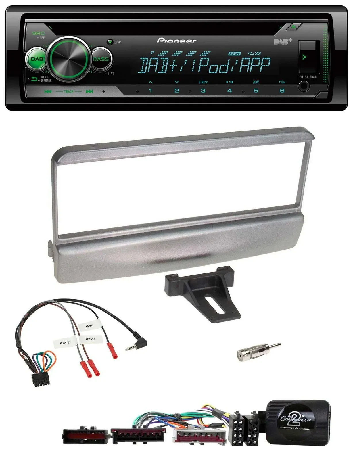 Автомагнитола Pioneer CD/USB/MP3, DAB для Ford Escort/Focus, серебристая