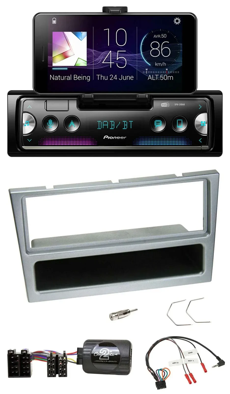 Pioneer USB Lenkrad Bluetooth DAB Autoradio für Opel Corsa C 2000-2004 silber