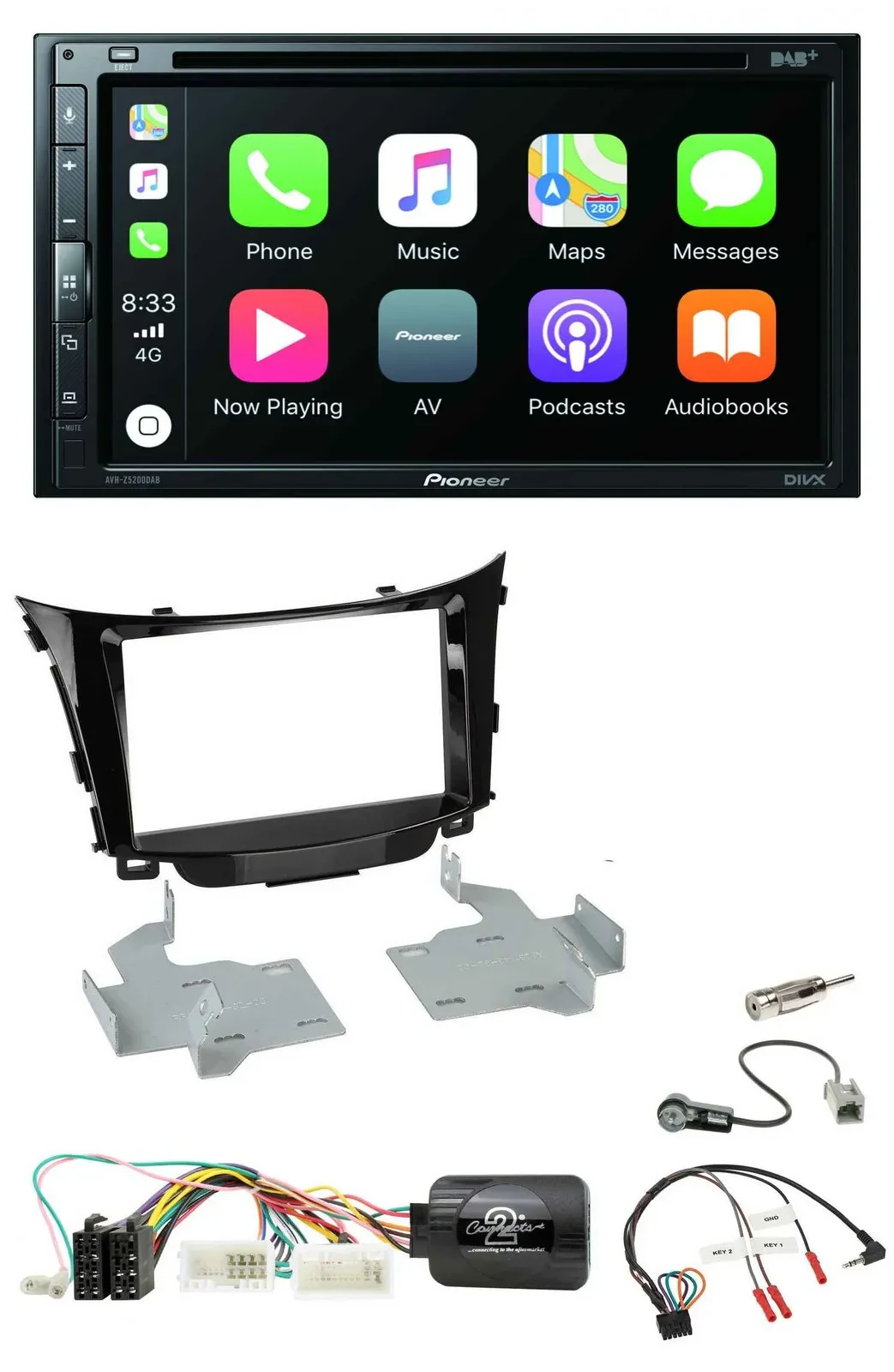 Pioneer DVD 2DIN Lenkrad DAB Bluetooth USB Autoradio für Hyundai i30 2012-2017