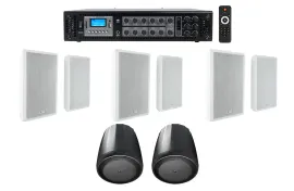 6-Zone Amplifier+2 JBL Pendant+6 Slim White Wall Speakers 4 Restaurant/Bar/Cafe