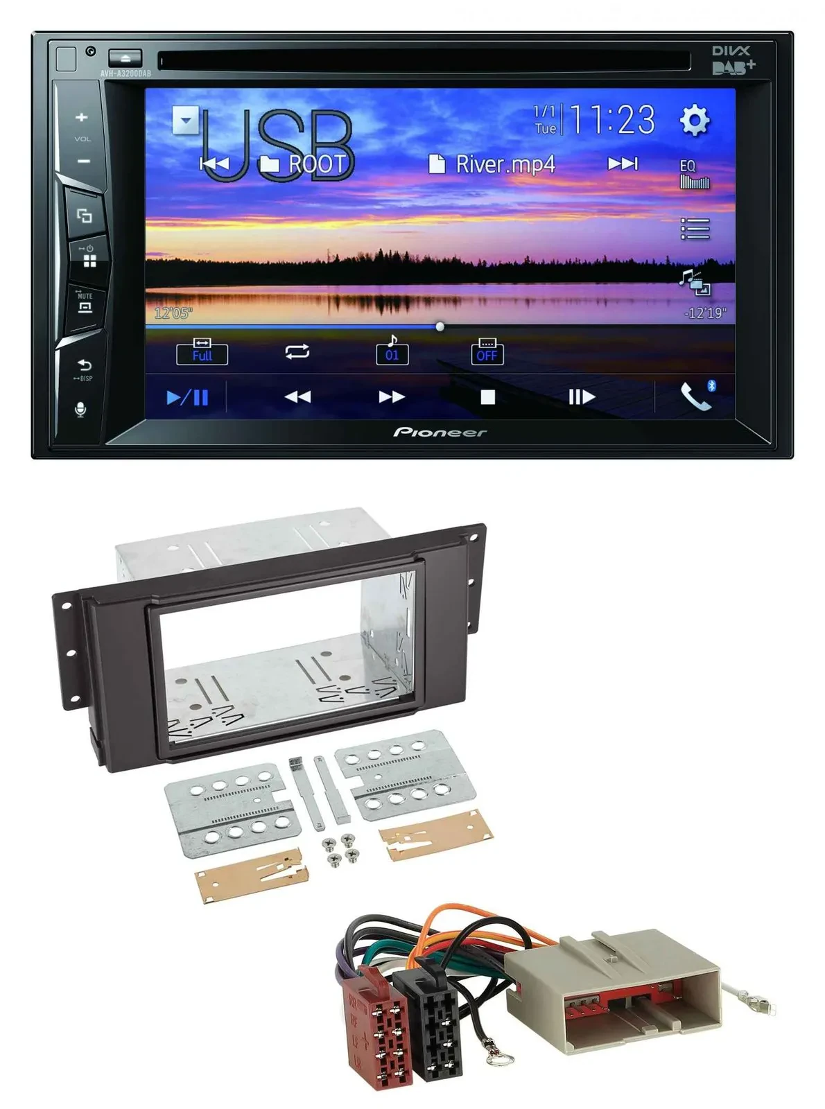 Pioneer Bluetooth 2DIN USB DVD DAB MP3 Autoradio für LandRover Freelander 06