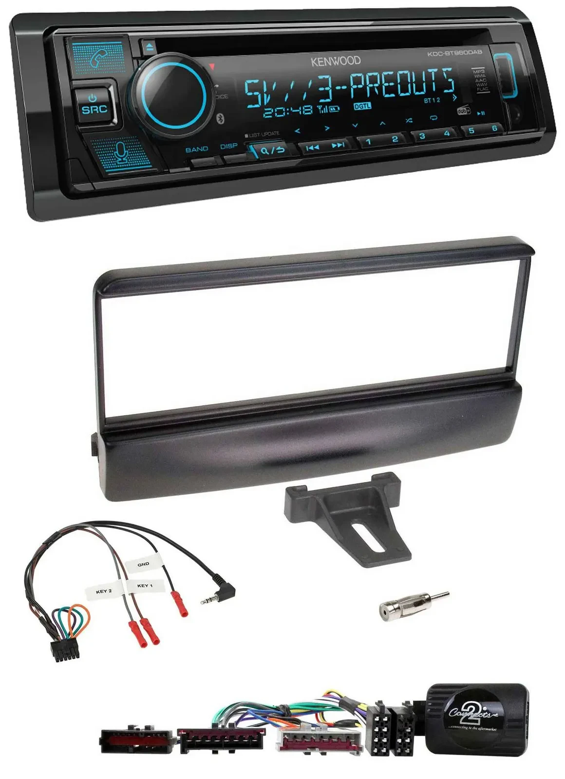 Kenwood Bluetooth USB CD Lenkrad DAB Autoradio für Ford Mondeo 2000-02 schwarz