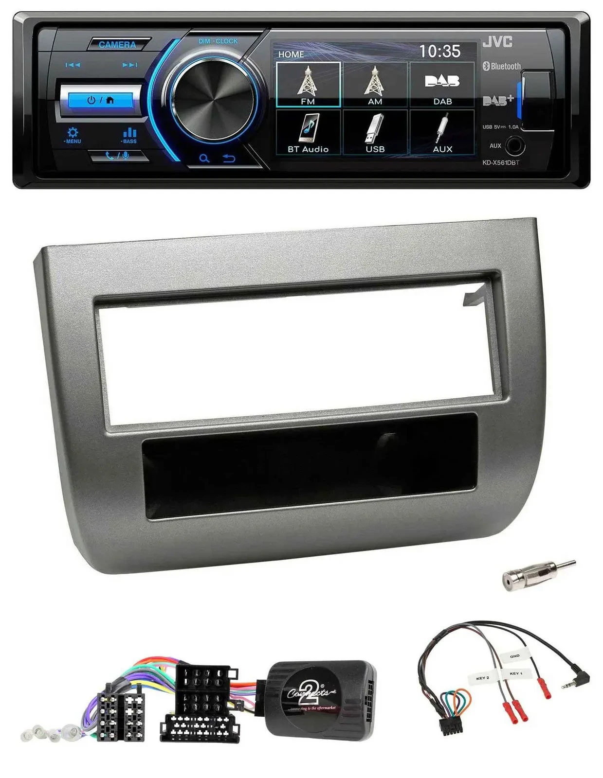 JVC Bluetooth Lenkrad USB DAB Autoradio für Lancia Y 843 2005-2011 anthrazit