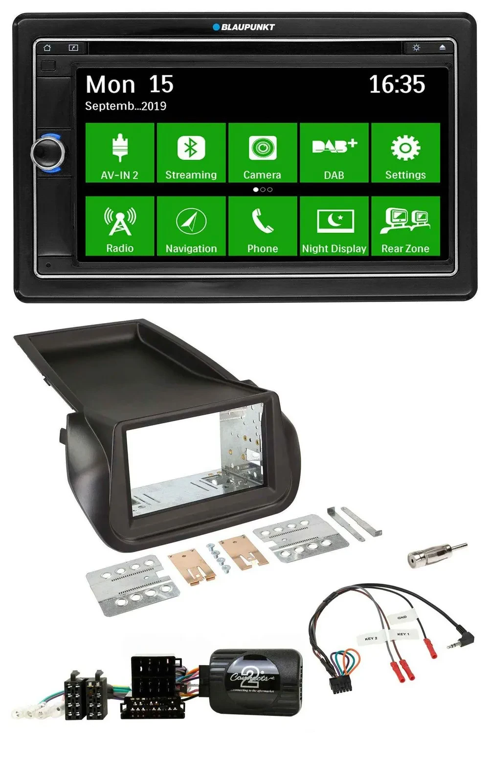 Blaupunkt Bluetooth 2DIN Lenkrad DAB USB TMC Navigation für Citroen Nemo Fiat Fi