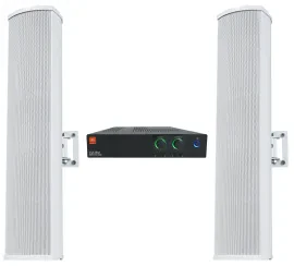 JBL CSA 280Z Commercial Amplifier+2) White Line Array Commercial Column Speakers