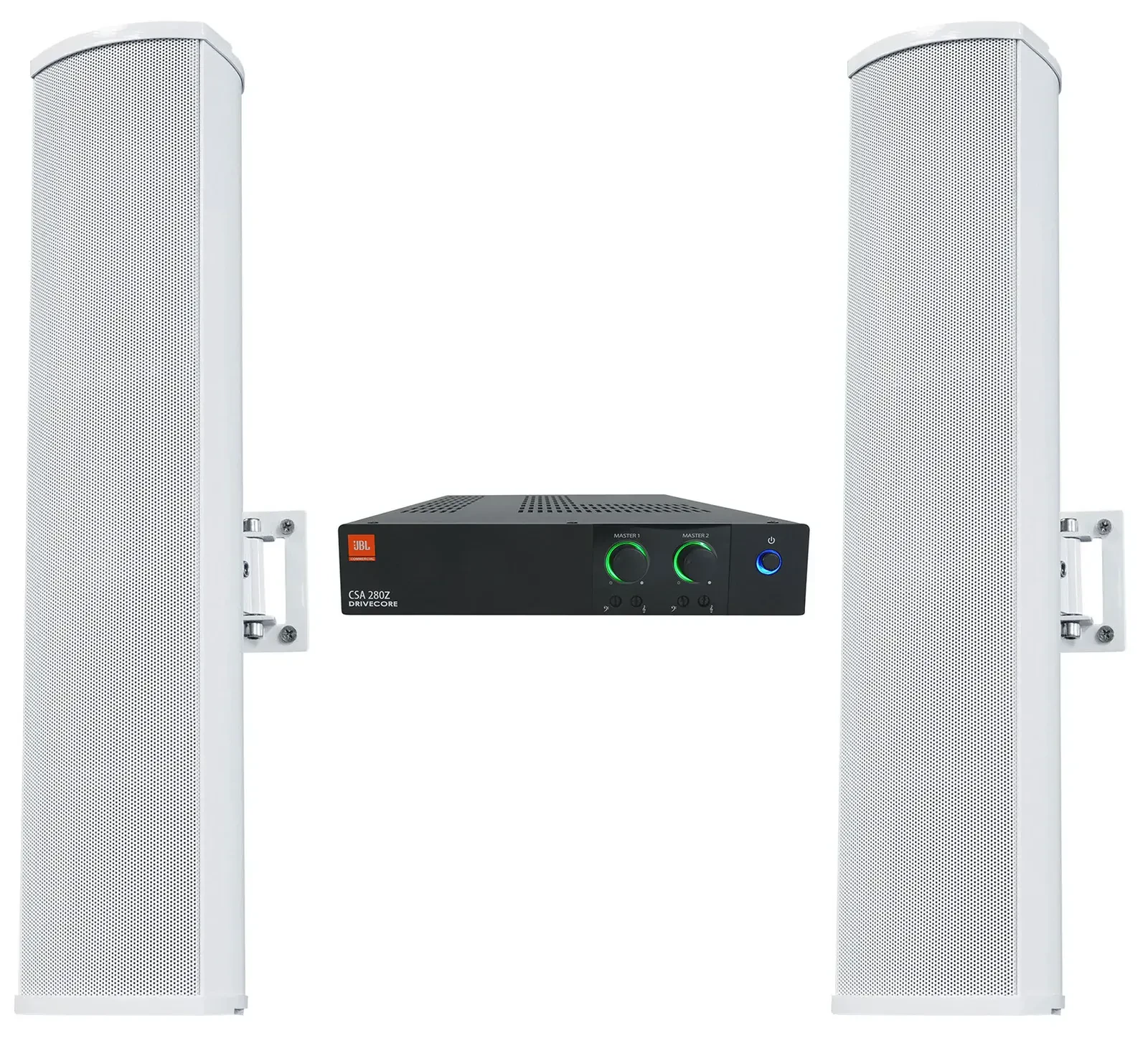 JBL CSA 280Z Commercial Amplifier+2) White Line Array Commercial Column Speakers