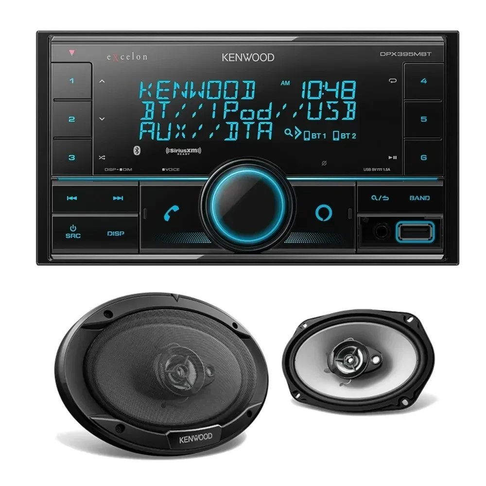 Автомагнитола Kenwood DPX395MBT Double DIN + 6x9" коаксиальные автоколонки (набор)