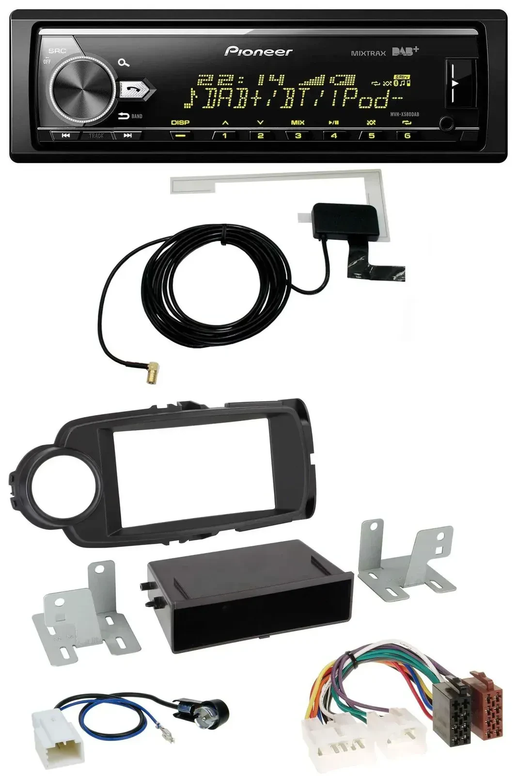 Автомагнитола для Toyota Yaris (2011–2014) Pioneer Bluetooth, DAB, USB, MP3, чёрная