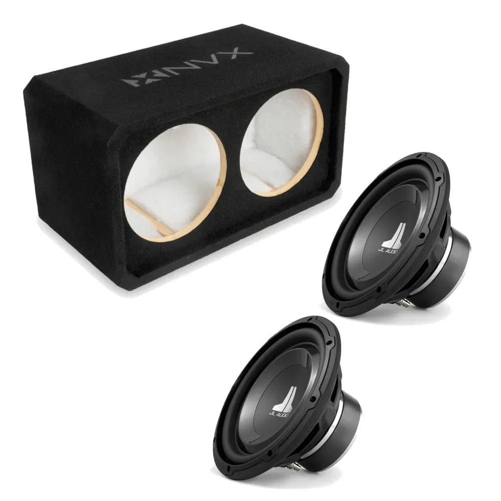 NVX NE102S Dual 10" Sealed 3/4" MDF Subwoofer Enclosure w/ W1v3 Car Subwoofer