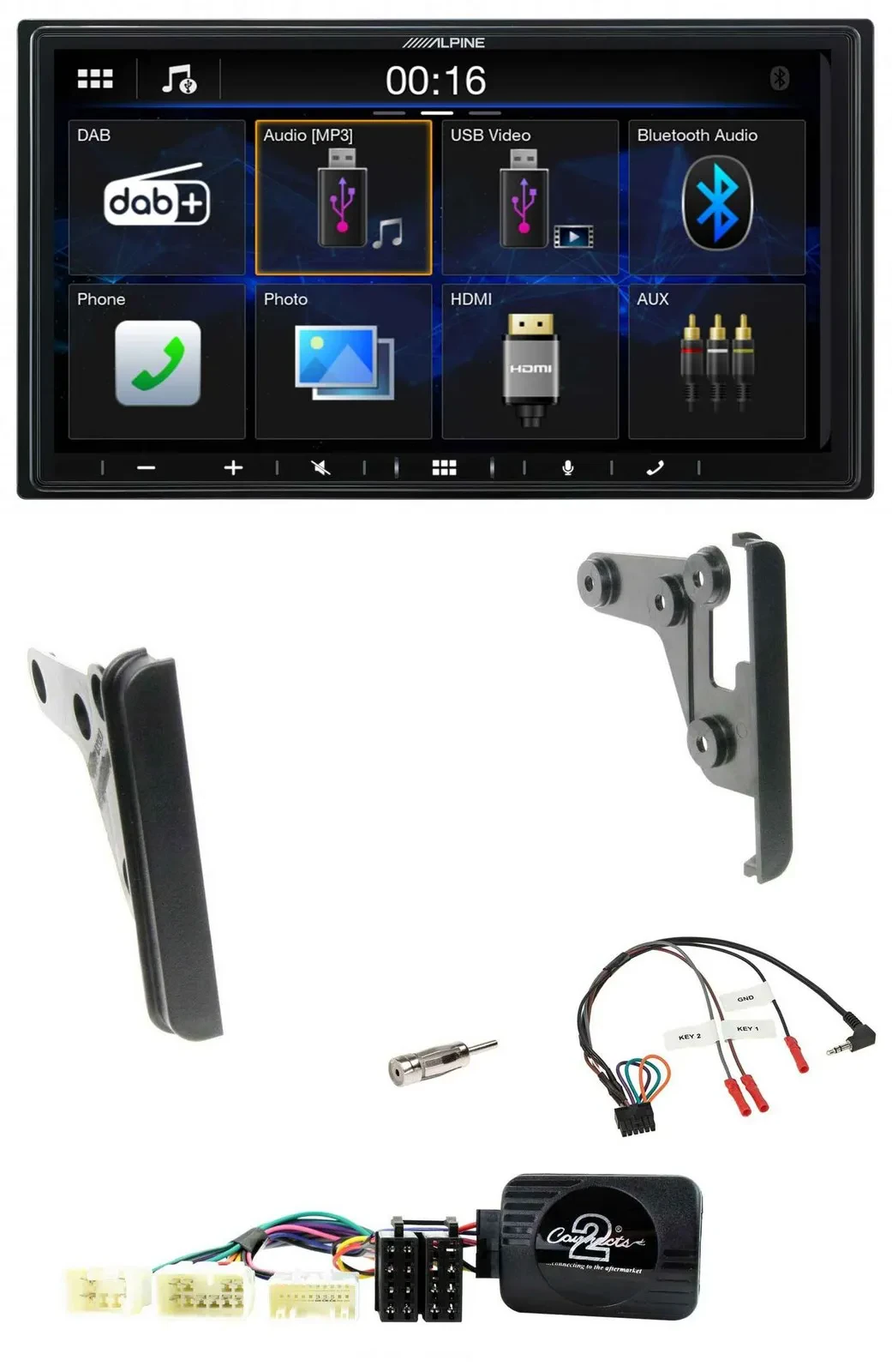 Alpine Bluetooth 2DIN Lenkrad DAB USB Autoradio für Toyota Yaris 2007-2010