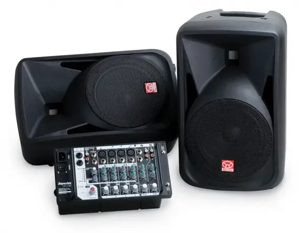 Портативный акустический комплект Superlux SP110 из двух акустических систем и микшера