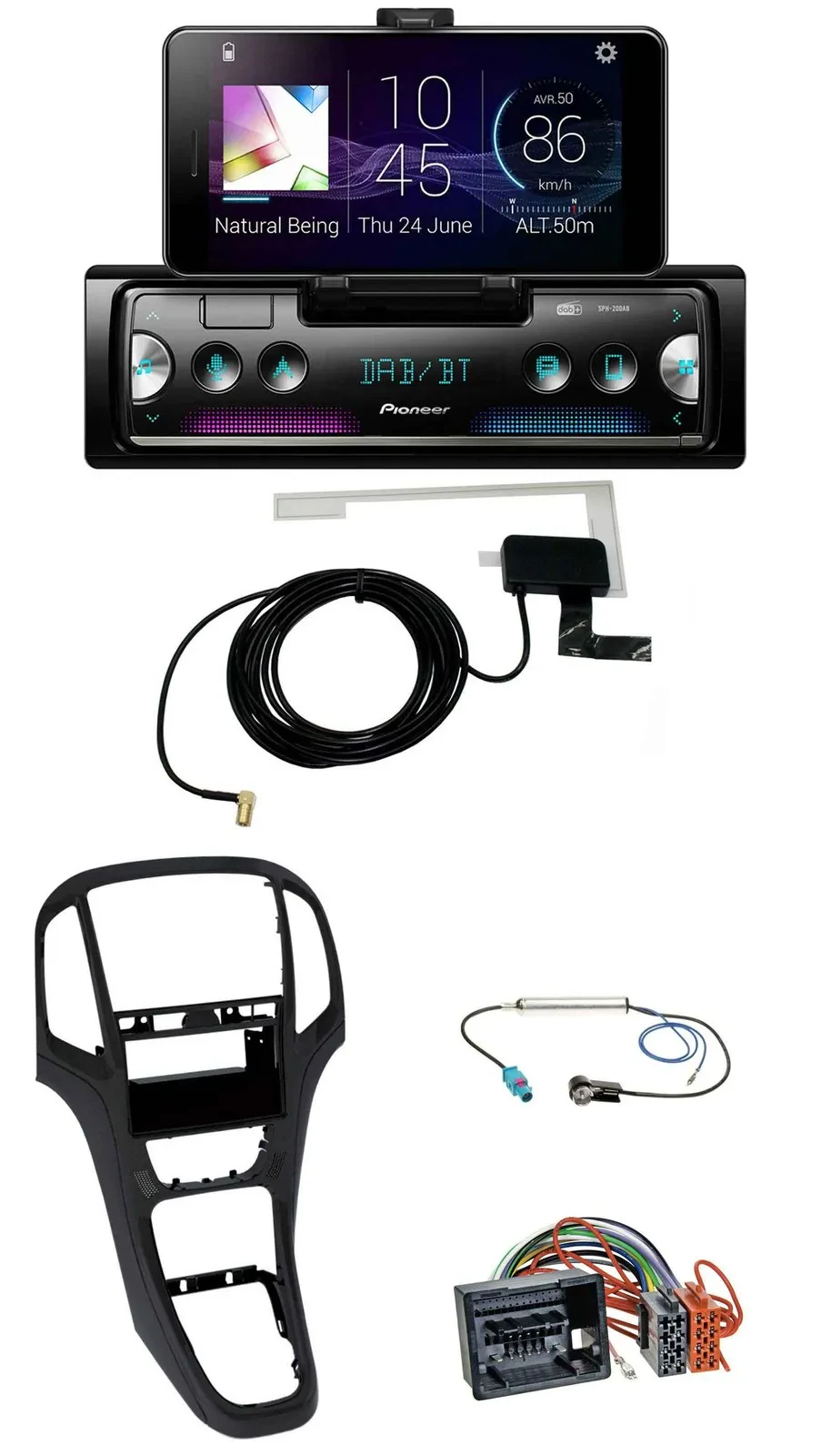 Автомагнитола для Opel Astra J (с 2009) Pioneer DAB, Bluetooth, MP3, USB, черный перламутровый