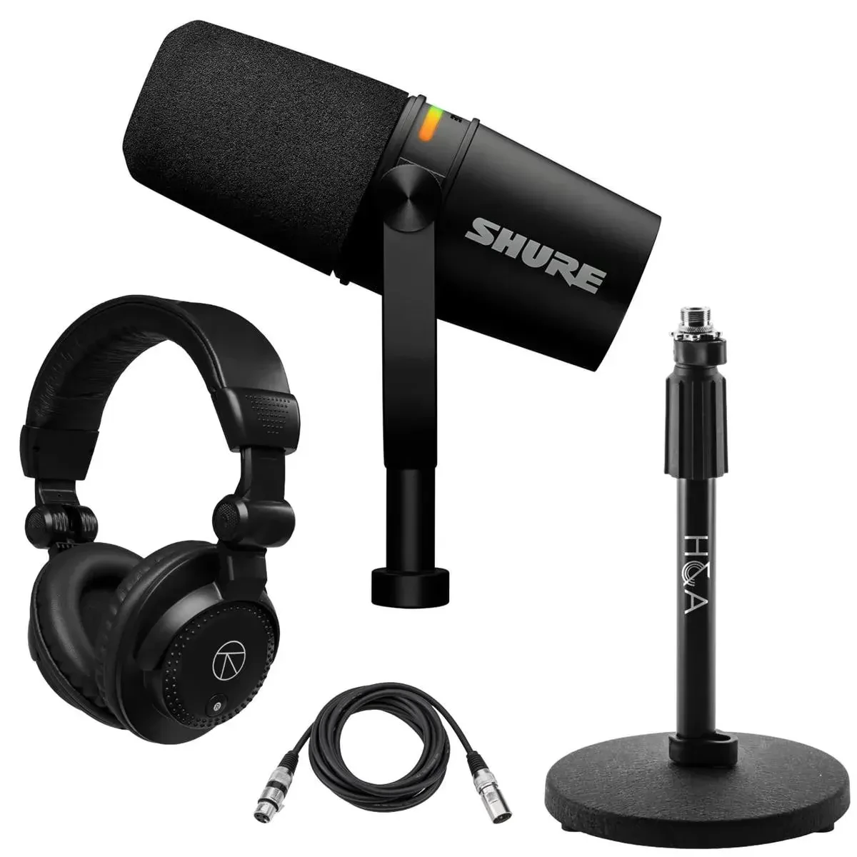 Shure Shure MV7 Dynamic Unidirectional Dual XLR/USB Podcasting Microphone, Black