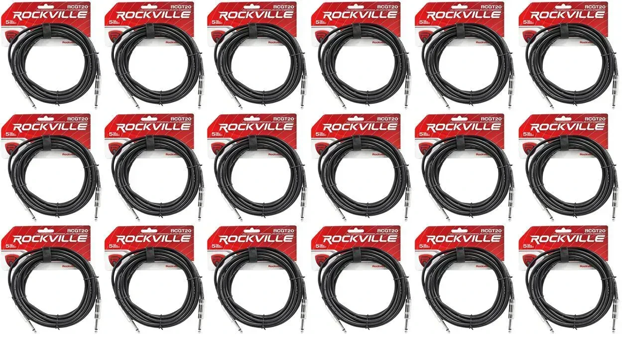 Инструментальный кабель Rockville RCGT20B Black 6.1 м (18 штук)