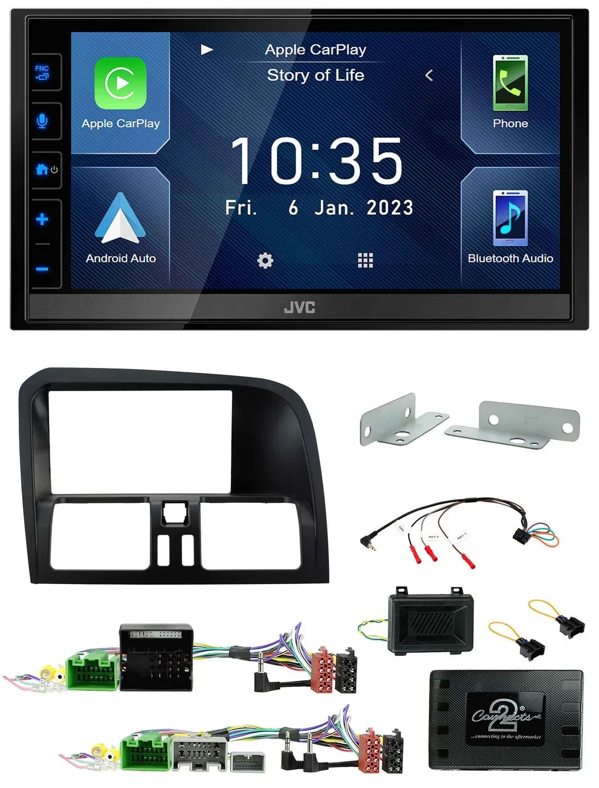 JVC DAB Bluetooth Lenkrad USB 2DIN Autoradio für Volvo XC60 2008-2017 Aktivsyste