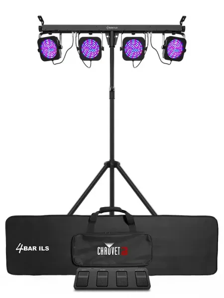 Chauvet DJ 4BAR ILS Wash Lighting System w/(4) Par Lights+Tripod+Footswitch+Bag