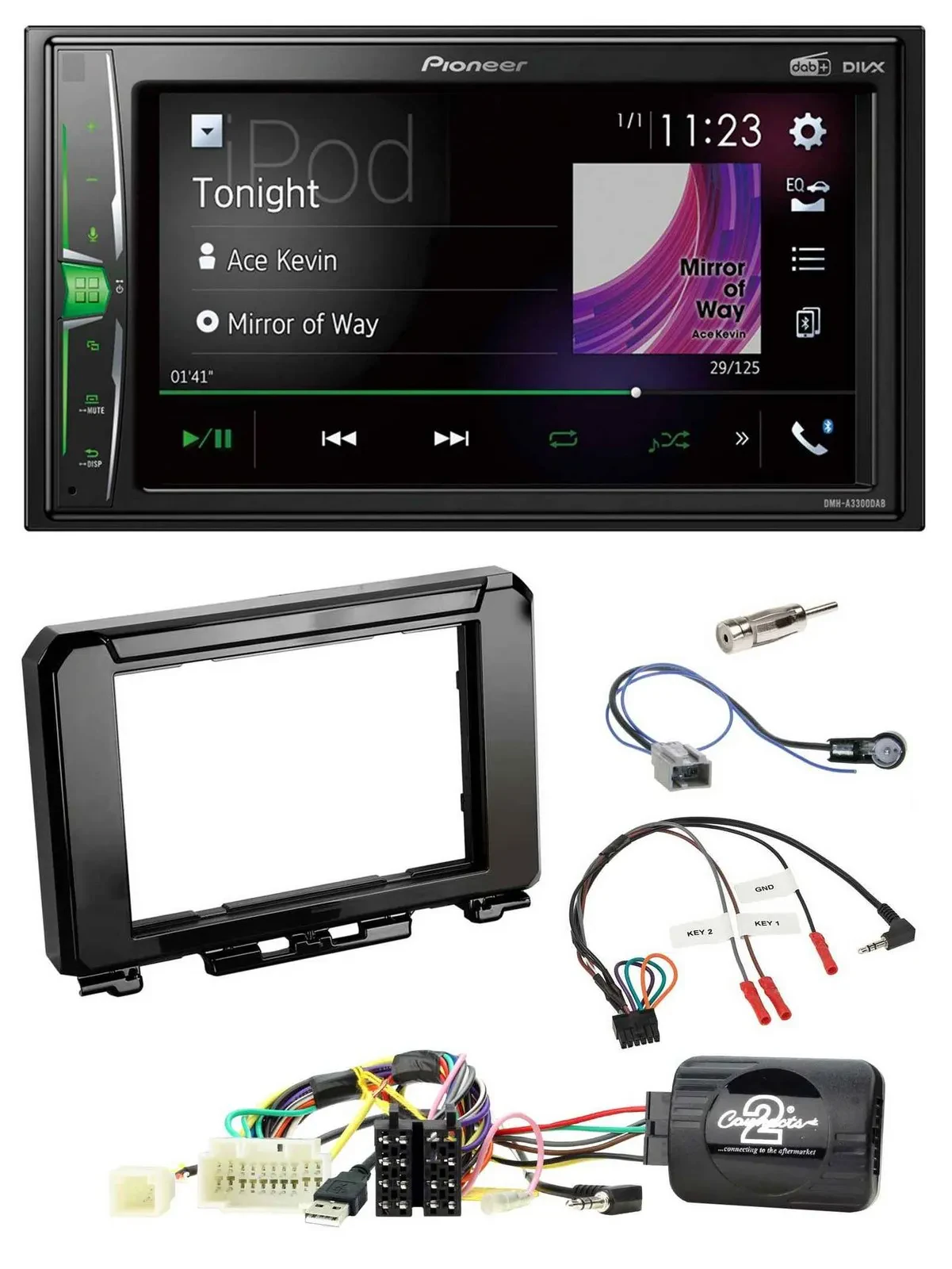 Автомагнитола Pioneer 2DIN DAB USB Bluetooth для Suzuki Jimny GJ (с 2018) с поддержкой кнопок на руле