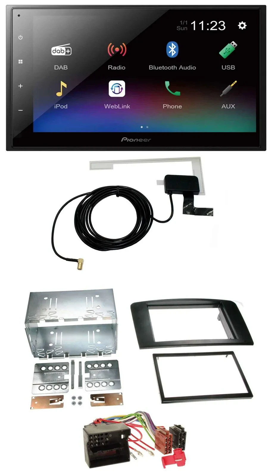 Автомагнитола Pioneer 2DIN, DAB, Bluetooth, USB, MP3 для Mercedes M-Class (W164, 2005–2011)