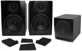 (2) Rockville APM6B 6" Powered Studio Monitors+Active 10" Subwoofer+Foam Pads