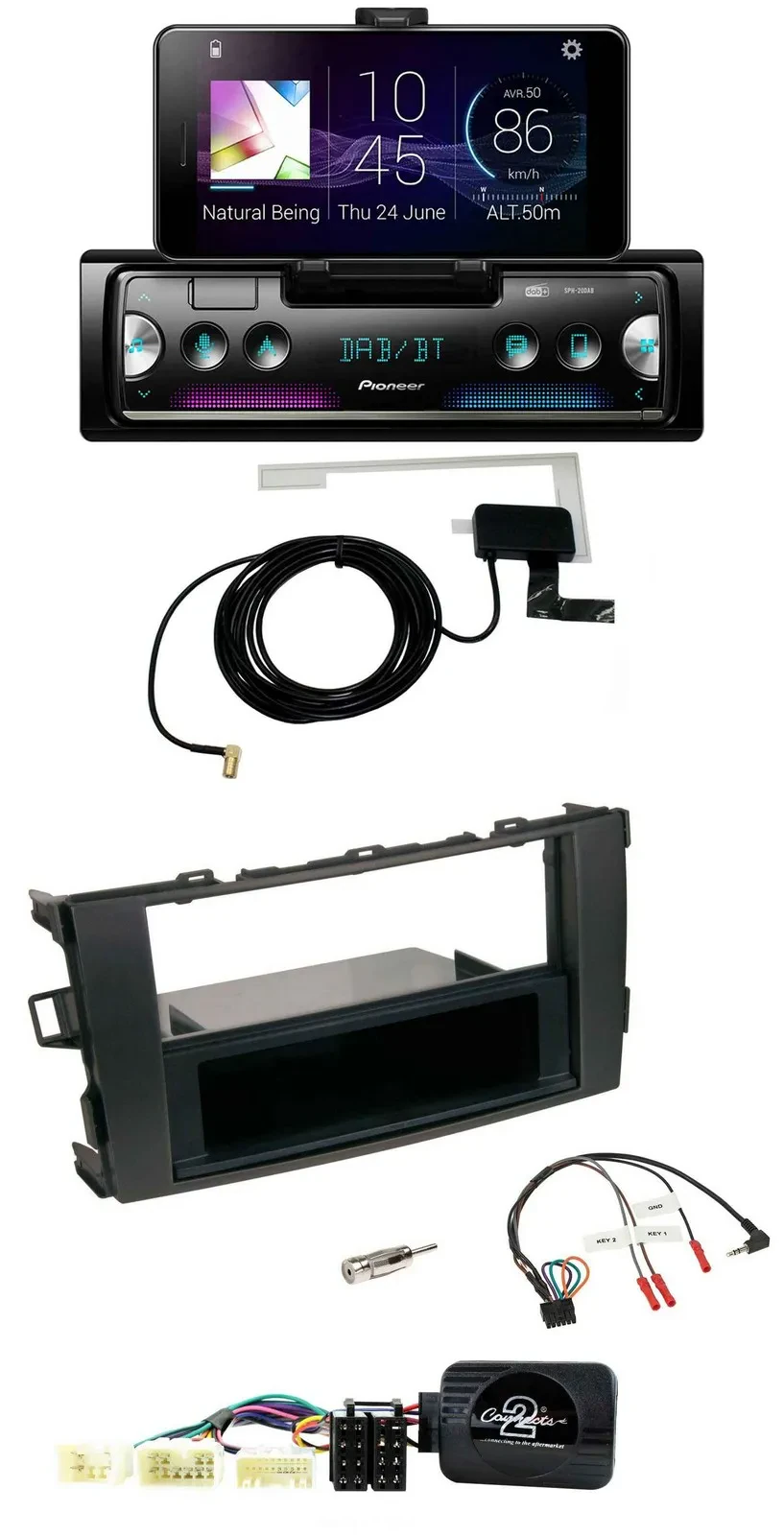 Автомагнитола Pioneer DAB, Bluetooth, USB, для Toyota Auris 2007–2011, черная