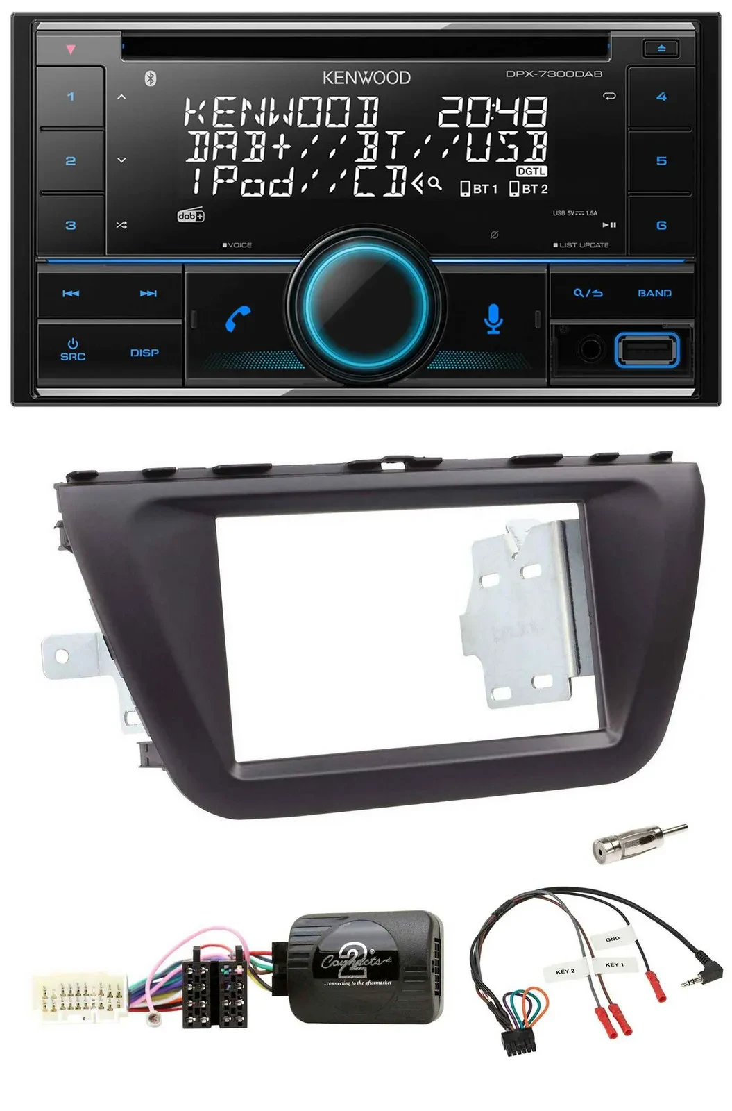Автомагнитола Kenwood 2DIN CD DAB USB Bluetooth для Suzuki SX4 (с 2013) с поддержкой кнопок на руле
