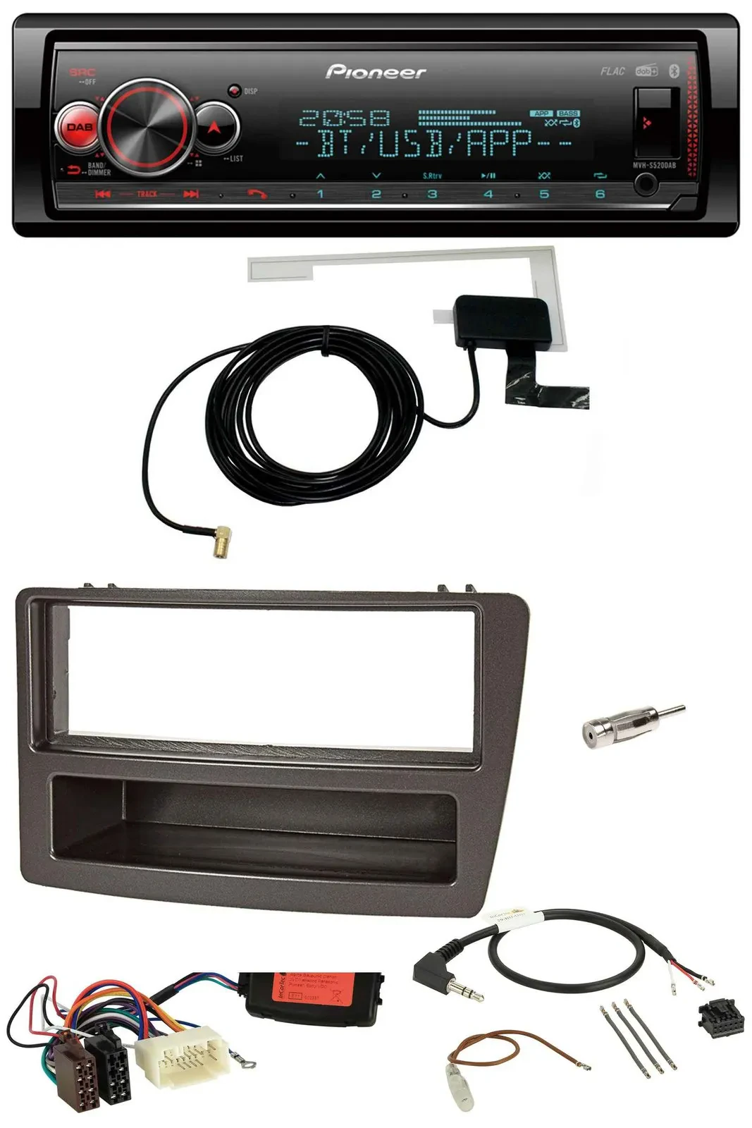 Pioneer Bluetooth DAB USB Lenkrad Autoradio für Honda Civic 04-06 anthrazit