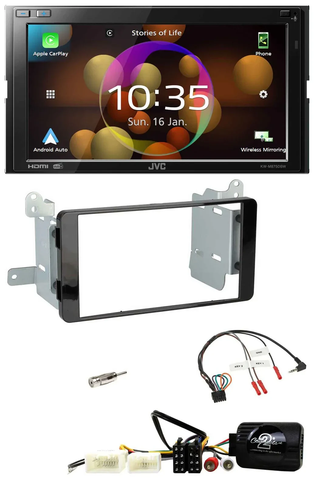 JVC DAB Lenkrad 2DIN Bluetooth USB Autoradio für Mitsubishi L200 ab 10/2015