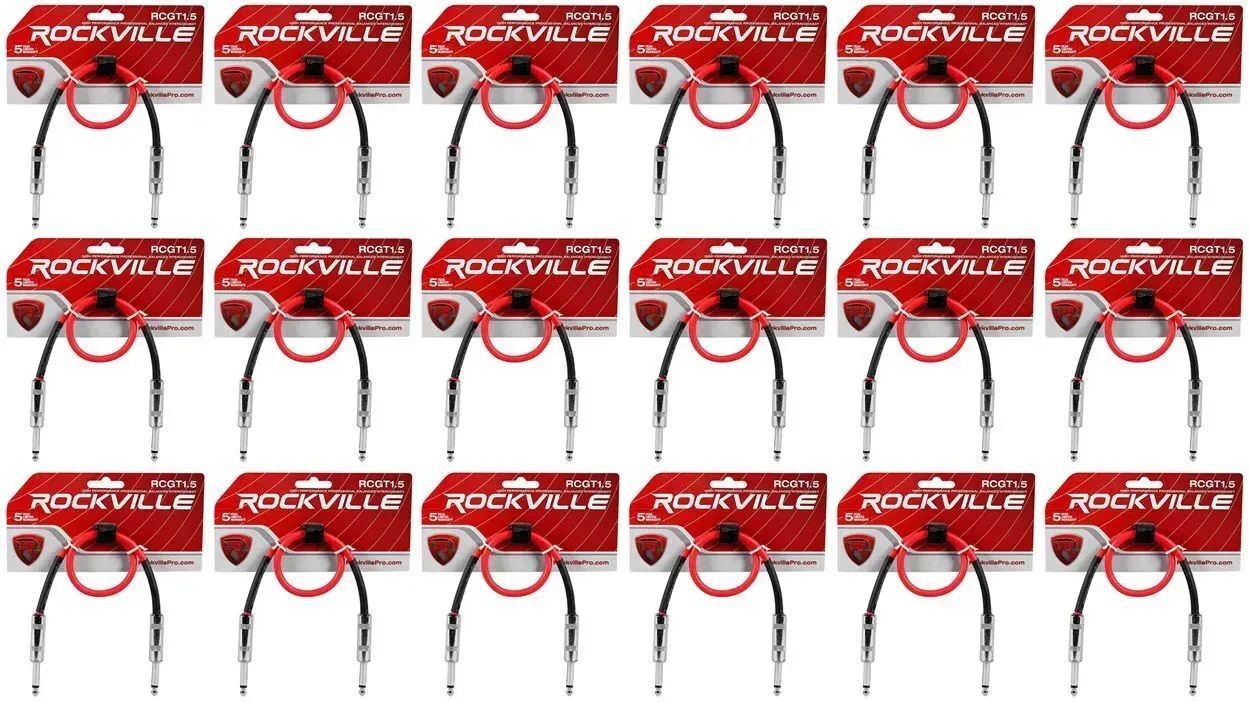 Патч-кабель инструментальный Rockville RCGT1.5R Red 0.45 м (18 штук)